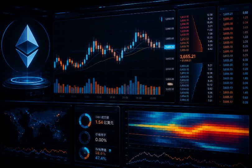 《OKX ETH/USDT 24H 成交额约1.54亿美元，价格持平，市