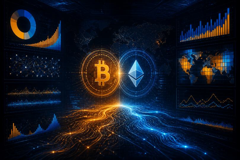BTC 市占率稳定在 58.5%，ETH 生态占比 10.4% 反映主流